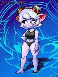 big_ass c_m_g_nsfw feet female gym_uniform league_of_legends legs riot_games thick_thighs tristana white_hair yellow_eyes