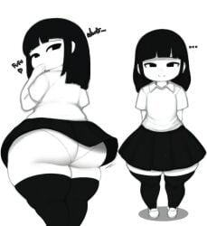 1girls big_ass big_butt black_hair black_skirt female lifted_skirt monoe pale_skin pale_skinned_female panties school_uniform short_skirt smug smug_face thick_thighs thigh_highs thighs ttt_ia23 underwear white_background white_panties wide_hips yume_nikki