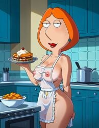 ai_generated apron_only breasts erect_nipples family_guy lois_griffin red_lipstick see-through thighs