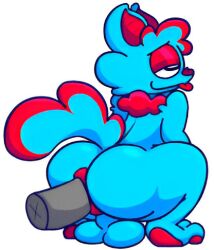 ai_upscaled anal anonymous_male back_view balls balls_on_floor cyan_fur cyan_skin dave_and_bambi_mod dick_in_ass donut_anus fluffy fluffy_ears fluffy_hair fluffy_tail furry_tail green_fur grey_dick horny low_quality low_res lycan_(lancey) male_only penetration pleasure_face red_fur see_through squatting tongue_out