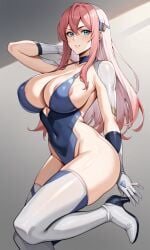 1girls ai_generated areolae areolae_slip birdy_cephon_altera birdy_the_mighty breasts canon_genderswap curvy female female_only humanoid large_breasts light-skinned_female light_skin long_hair multicolored_hair nipple_slip nipples pink_hair solo two_tone_hair white_background white_hair wide_hips