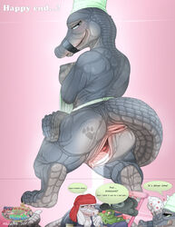 albinoart ass big_(disambiguation) breasts comic crocodile crocodilian ejaculation female food gaping invalid_tag littletooth pussy reptile scalie smile text tuchka