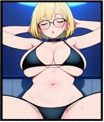 ai_generated big_breasts blonde_hair bra kokujin_no_tenkousei_ni_ane_o_ntr-ru large_breasts panties