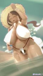 drasna_(pokemon) falcow_01 female gilf granny hairy_armpits mature_female old_woman pokemon pubes pussy swimsuit