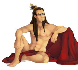 1boy avatar_legends avatar_the_last_airbender fire_nation human lizbeast male male_only ozai pubic_hair solo straight_hair