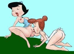 betty_rubble female female_only hanna-barbera human jab multiple_females multiple_girls nipples the_flintstones wilma_flintstone yuri