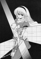 1990s 1996 1girls 20th_century breasts chained cyborg_009 female francoise_arnoul handcuffs horikawa_gorou monochrome pointy_chin short_hair tagme x-ray