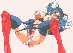 1998 1girls armwear boots breast_grab breasts censored defeated female fighting_vipers gloves honey_(fighting_vipers) legwear mosaic_censoring nipples open_mouth panties_down partially_clothed pussy sega tagme tsena