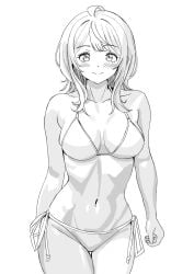 1girls arm_behind_back big_breasts bikini breasts busty female female_only highres kousan large_breasts legs looking_at_viewer make_heroine_ga_oo_sugiru! medium_hair monochrome navel pose posing sensual side-tie_bikini_bottom sketch smile solo swimsuit thighs toned voluptuous yanami_anna