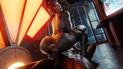 3d batman_(series) catwoman catwoman_(injustice) dark-skinned_male dc dc_comics injustice_2 interracial interracial_sex riding riding_penis selina_kyle stephanie23