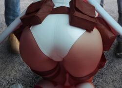 1girl2boys ass back_view bending_forward edit gwen_poole gwendolyn gwenpool imminent_rape imminent_sex katana marvel marvel_comics onesie picsart public shirogane_sama superheroine