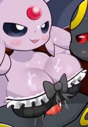 1boy 1girls 2d animated anthro anthrofied big_breasts blush boobjob breasts cleavage clothed_paizuri clothing creatures_(company) cum cum_on_breasts cum_on_face eeveelution ejaculation espeon female forehead_jewel fur furry furry_only game_freak generation_2_pokemon huge_breasts jewel large_breasts live2d male nintendo no_humans nude nude_male open_mouth paizuri penis pokemon pokemon_(species) purple_eyes red_eyes sateco sex smile sound straight straight_sex titjob umbreon video