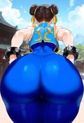 ai_generated ass ass_focus bent_over big_ass big_butt blue_bodysuit bodysuit brown_hair bubble_ass bubble_butt chun-li creamy_ai curvy dat_ass double_bun fat_ass from_behind huge_ass large_ass narrow_waist skindentation street_fighter thick_ass thick_thighs toned unitard wide_hips