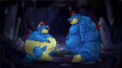 cave crocodilian croconaw family_sex fat feraligatr pokemon totodile trio