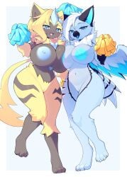 aurora_(nbanoob) big_breasts breasts cleavage dev_voxy devil-vox female huge_breasts nipples pokémon_(species) pokemon pokemon_(species) pussy thick_thighs wide_hips zeraora