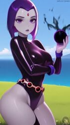 ai_assisted ai_generated ai_generated_video animated ass ass_focus big_ass big_butt bubble_ass bubble_butt dc dc_comics dialog dialogue grey_body grey_skin leotard looking_at_viewer magic narrow_waist purple_eyes purple_hair raven_(dc) removed_clothing sound speaking_to_viewer tagme tease teasing teen_titans thick_thighs undressed undressing velvet_nymph video