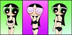 artstyle_imitation black_hair buttercup_(powerpuff_girls) green_eyes panties powerpuff_girls topwear underwear