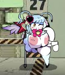 big_ass big_breasts cubesmolly cutie happy_female high_heels leggings lobotomy_corporation magical_girl male_penetrating_female penetration pixelated_background project_moon queen_of_hatred standing_on_one_leg unseen_male