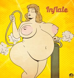 1girls air_inflation ass belly belly_expansion belly_inflation big_ass big_belly big_breasts blonde_hair breasts cleverfoxman expansion female hose hose_inflation huge_belly huge_breasts inflation nipples retro_artstyle tube