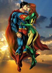 1girl1boy alien alien_male artist_request crossover crossover_pairing crossover_shipping dc dc_comics female jean_grey kal_el kissing kryptonian male marvel marvel_comics mutant_(marvel) romantic superman superman_(series) tagme x-men