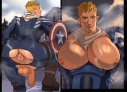 1boy 2_panel 2d 2d_(artwork) anus artist_name ass back back_turned balls big_ass big_balls big_breasts big_butt big_pecs big_penis blonde_hair blue_eyes breast_focus breasts breasts_focus breasts_out busty busty_boy captain_america's_shield captain_jones clothed crossover emissionswhite fortnite gay jonesy_(fortnite) looking_back male male_only marvel marvel_comics pecs pecs_focus penis presenting presenting_anus presenting_breasts presenting_hindquarters presenting_pecs shield solo solo_focus solo_male staring staring_at_viewer steam steamy steamy_ass steamy_breasts steamy_butt steamy_pecs sweat sweaty sweaty_ass sweaty_breasts sweaty_butt sweaty_pecs torn_clothes torn_clothing torn_legwear torn_pants watermark