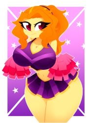 1girls adagio_dazzle adagio_dazzle_(eg) big_breasts breasts cheerleader cheerleader_outfit equestria_girls female friendship_is_magic my_little_pony pom_poms solo solo_female thick_thighs xan-gelx(xan)