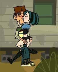 1boy 1girls accurate_art_style anti_noty bulge bulge_frottage bulge_through_clothing cody_(tdi) dripping_pussy erection female goth goth_girl grinding gwen_(tdi) human human_only kissing light-skinned_female light-skinned_male light_skin makeout male male/female total_drama_island wet wet_pussy