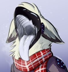 drool ears_down furaffinity furry furry_ears furry_maw furry_mawshot furry_only maw mawshot milo mouth open_maw open_mouth oral_vore protogen protogen_maw protogen_mawshot protogen_visor protogen_vore scarf slimy slimyjaws tongue tongue_out vore wide_maw