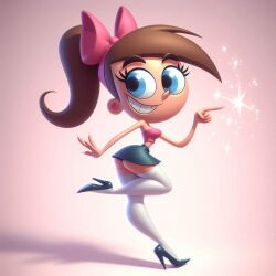 ai_generated genderswap_(mtf) high_heels magic miniskirt ponytail rule_63 stockings the_fairly_oddparents timantha timmy_turner