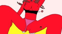 bra brown_hair countryhumans countryhumans_girl germany_(countryhumans) red_body switzerland_(countryhumans) tits_out undies