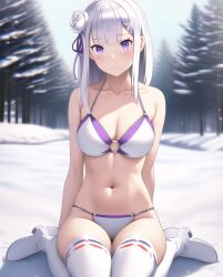 ai_generated cold emilia_(re:zero) purple_eyes re:zero_kara_hajimeru_isekai_seikatsu silver_hair white_hair