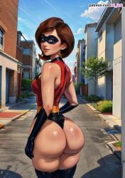 1girls ai_generated ass ass_focus big_ass big_butt disney elastigirl helen_parr leotard light-skinned_female light_skin looking_at_viewer looking_back milf mother pixar s8link solo solo_female solo_focus the_incredibles