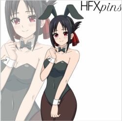 1girls black_hair blush bunny_ears bunnysuit cleavage female female_only hfxpins kaguya-sama_wa_kokurasetai_~tensai-tachi_no_renai_zunousen~ shinomiya_kaguya solo