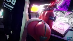 3d 3d_(artwork) big_ass big_breasts charlotte_(fortnite) dark_skin dawkingz demon_girl desdemona_(fortnite) fortnite goth goth_girl hoodie light_skin masked_male pov red_skin servicing smile submissive_female succubus thong you