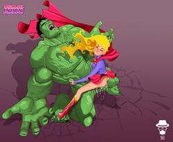 1boy 1girls alien alien_girl ass big_penis blonde_hair cape cloak closed_eyes color colored costume crossover cum cum_in_ass cum_in_pussy cum_inside dc dc_comics drgasper female female_orgasm gigantic_penis green-skinned_male green_skin huge_cock hulk hulk_(series) human kara_zor-el kryptonian large_penis larger_male light-skinned_female light_skin long_hair male marvel marvel_comics miniskirt muscular no_panties open_mouth orgasm orgasm_face pain penis pleated_skirt sex size_difference skirt smaller_female straight supergirl superman_(series) tease_comix thick_penis vagina vaginal_penetration