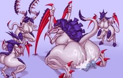 absurd_res alien anthro ass big_breasts big_butt blush bodily_fluids breasts bubble_butt butt_size_difference carnifex_(tyranid) claws cum cum_in_ass cum_in_pussy cum_inside cum_on_butt curvy_figure digital_media_(artwork) ejaculation exoskeleton female female_penetrated genital_fluids genitals group happy hi_res human humanoid interspecies lictor_(tyranid) male male/female male_penetrating male_penetrating_female mammal multi_limb nipples nude on_bottom on_top penetration penile pussy reverse_cowgirl_position saidra sex simple_background size_difference sweat tail thick_thighs tongue tongue_out tyranid tyranid_warrior vaginal_penetration voluptuous warhammer_(franchise) warhammer_40000 warhammer_40k wide_hips