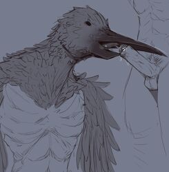 avian beak beakjob bird corvid crow crow_demon dark_souls dark_souls_2 feathered_wings feathers fellatio female fromsoftware hi_res human male mammal nude oral ornifex penis sex talons tinyfaceart video_games wings