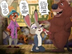 absurd_res anthro background_signs badge ball_tuft balls beaver bodily_fluids breasts breath canid canine clothing colorful_background cuckold cum detective disney duo female flies_for_smell fox genital_fluids genitals group hand_on_head handjob hands_on_hips hat headgear headwear hi_res ilovejudyhopps judy_hopps kneeling kneeling_oral_position lagomorph leporid looking_at_another looking_at_genitalia looking_at_partner male male/female mammal nibbles_(zootopia) nick_wilde nude open_mouth penile police rabbit rodent saggy_balls sex smegma smelly smelly_penis text trio tuft voyeur zootopia zootopia_2