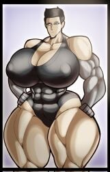 1girls abs female female_only ferrus_manus hyper_breasts iron_hands muscular_female nipple_bulge primarch rompecaderasgod rule_63 solo solo_female warhammer_(franchise) warhammer_40k