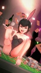 bunny_girl bunnysuit foot_fetish foot_worship goth_girl mavis_dracula seductive_look seductive_smile tongue_out waitress