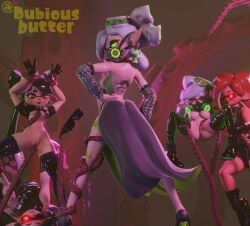 3d 5girls alternate_costume backless_outfit black_hair brainwashed callie_(splatoon) defeated dress dubious_butter high_heels hypno_shades_(splatoon) hypnosis long_hair marie_(splatoon) multiple_girls octo_callie octo_marie octoling octoling_rival red_hair short_hair splatoon tagme tentacle tentacle_hair tentacle_sex white_hair yuri