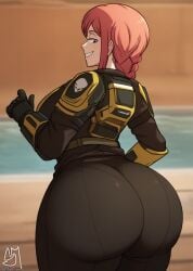 ai_generated arrowhead_game_studios ass big_ass caked_up chainsaw_man dat_ass dat_butt eteeming female_only from_behind helldiver_(helldivers) helldivers_2 makima_(chainsaw_man) motion_lines semidraws smile solo thick_ass thick_thighs thicker_than_a_bowl_of_oatmeal