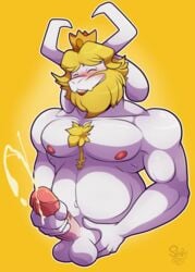 1boy 2017 2d anthro anthro_male anthro_only asgore_dreemurr balls bara blonde_hair blush boss_monster caprine crown cum erection facial_hair furry furry_male furry_only goat hair horn humanoid humanoid_male humanoid_only long_ears long_horns male male_only mammal mammal_humanoid masturbation nipples penis snappygrey solo undertale undertale_(series) vein veiny_penis video_games