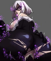 ahe_gao ass black_cat_(cosplay) crossover cum_in_pussy cum_in_pussy cum_inside enderman feeling_up fiona_frost heart_eyes minecraft nipples penetration purple_hair smile spy_x_family white_hair