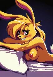 ai_generated bed blush female furry jazz_jackrabbit_(series) lori_jackrabbit pixel_art