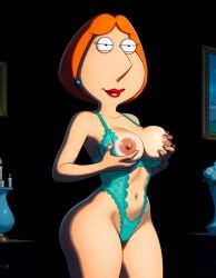 ai_generated breasts erect_nipples family_guy holding_breasts lois_griffin negligee thighs