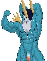 abs anthro bada-b balls biceps cobalion flaccid horn humanoid_penis legendary_pokemon male male_only mammal muscular muscular_male nintendo nipples nude pecs penis pokemon simple_background solo video_games