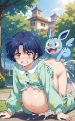 1girls ai_generated akane_tendo angry blue_hair blush brown_eyes clothing cute pijama ranma_1/2 rengoart sexy.ai sexy_pose uncensored