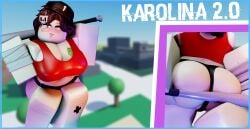 3d asian ass ass_focus baseball_bat baseball_cap bra breasts character_name cleavage goth karolina_(kora_x) kora_x koraxlust pale_skin panties roblox robloxian smirk tagme taller_girl thighs tongue_out