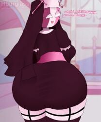 1girls big_ass church clothing cross friday_night_funkin friday_night_funkin_mod h0urglass_(artist) happy looking_at_viewer looking_back neopolitan nun nun_hat nun_outfit sarvente_(dokki.doodlez) tagme talking_to_viewer